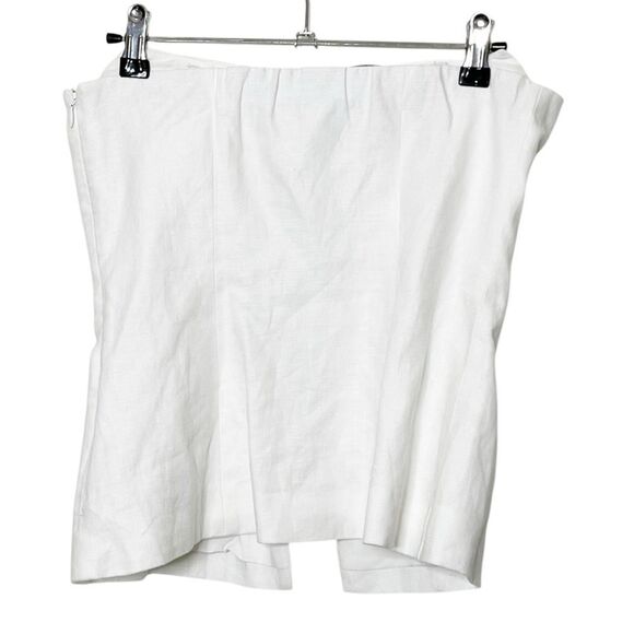 Reformation Essie Linen Top White Strapless Bow Detail Size 0 Summer Minimal - Picture 3 of 6